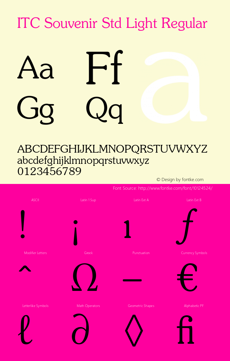 ITC Souvenir Std Light Regular OTF 1.018;PS 001.003;Core 1.0.31;makeotf.lib1.4.1585图片样张