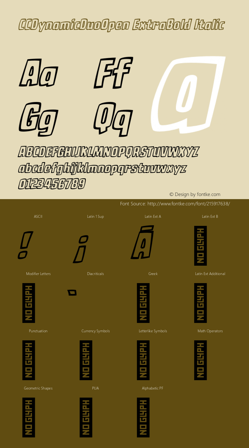 CCDynamicDuoOpen ExtraBold Italic Version 2.000;hotconv 1.0.109;makeotfexe 2.5.65596图片样张