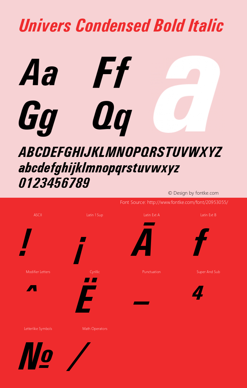 Univers Condensed Bold Italic Version 1.3 (ElseWare)图片样张