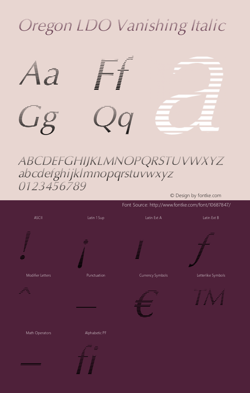 Oregon LDO Vanishing Italic Version 1.000;PS 001.000;hotconv 1.0.38图片样张