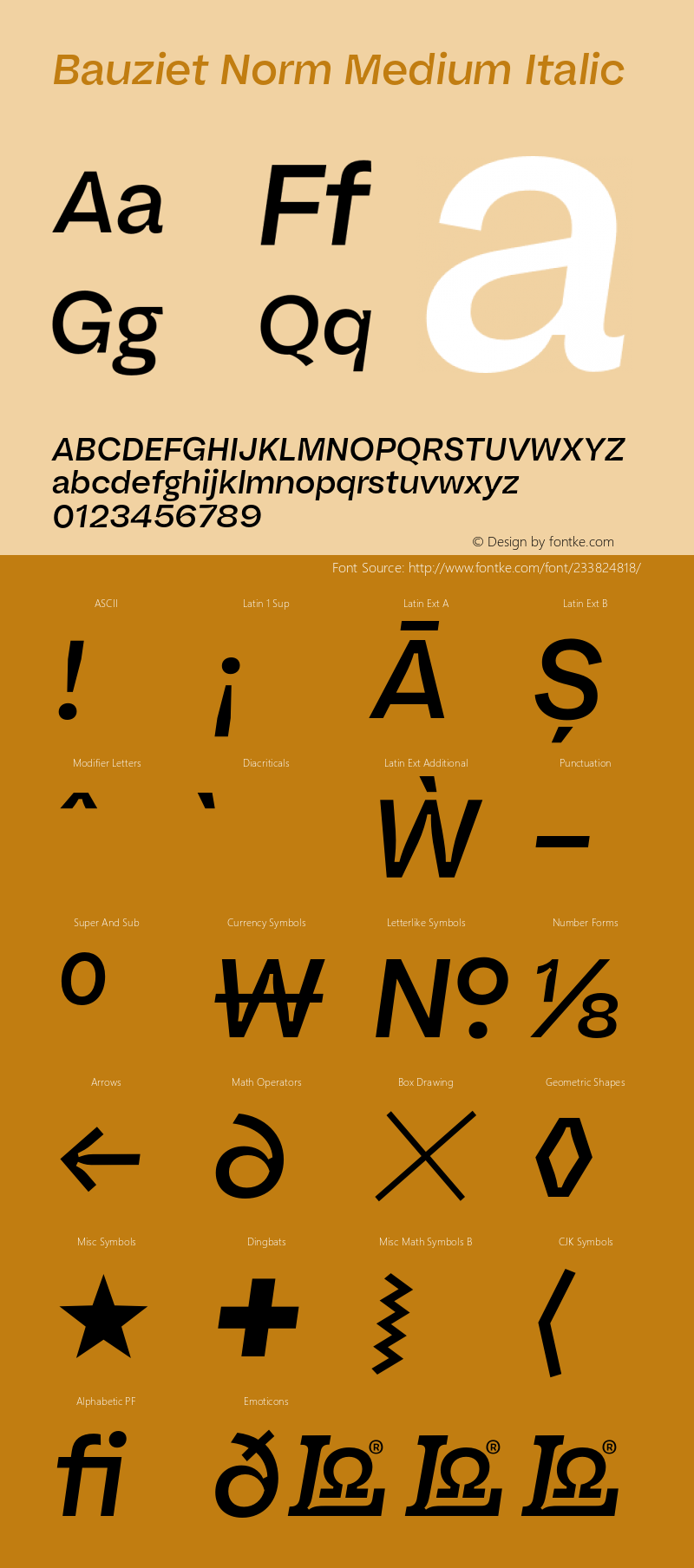 Bauziet Norm Medium Italic Version 1.000;hotconv 1.0.109;makeotfexe 2.5.65596图片样张