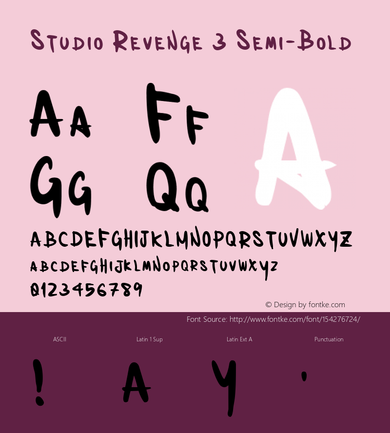 Studio Revenge 3 Semi-Bold Version 1.00;November 11, 2020;FontCreator 12.0.0.2555 64-bit图片样张