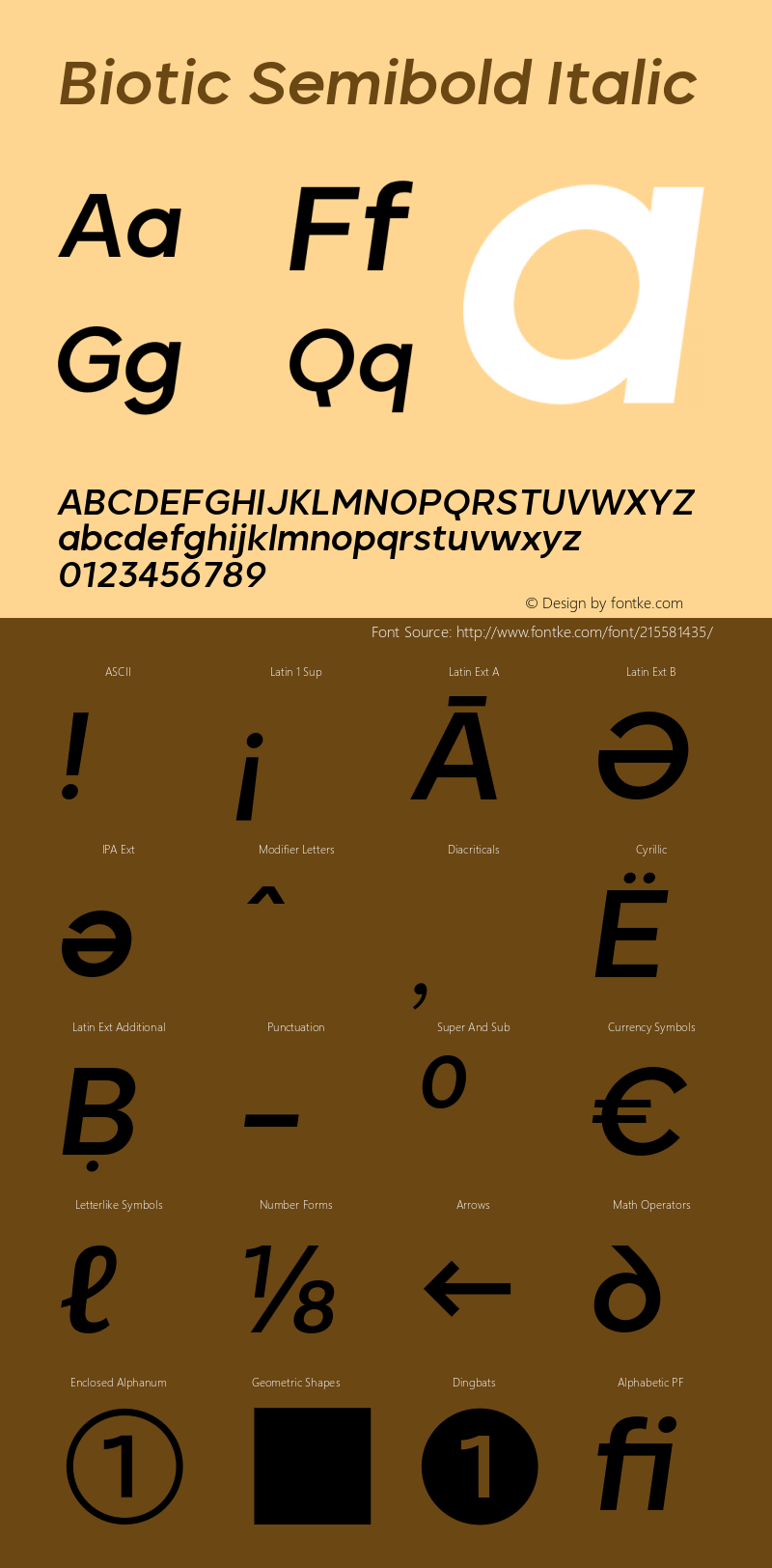 Biotic Semibold Italic Version 2.000;FEAKit 1.0图片样张