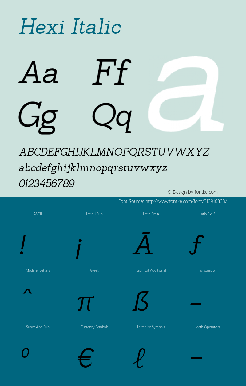 Hexi-Oblique Version 1.028;Fontself Maker 3.5.4图片样张