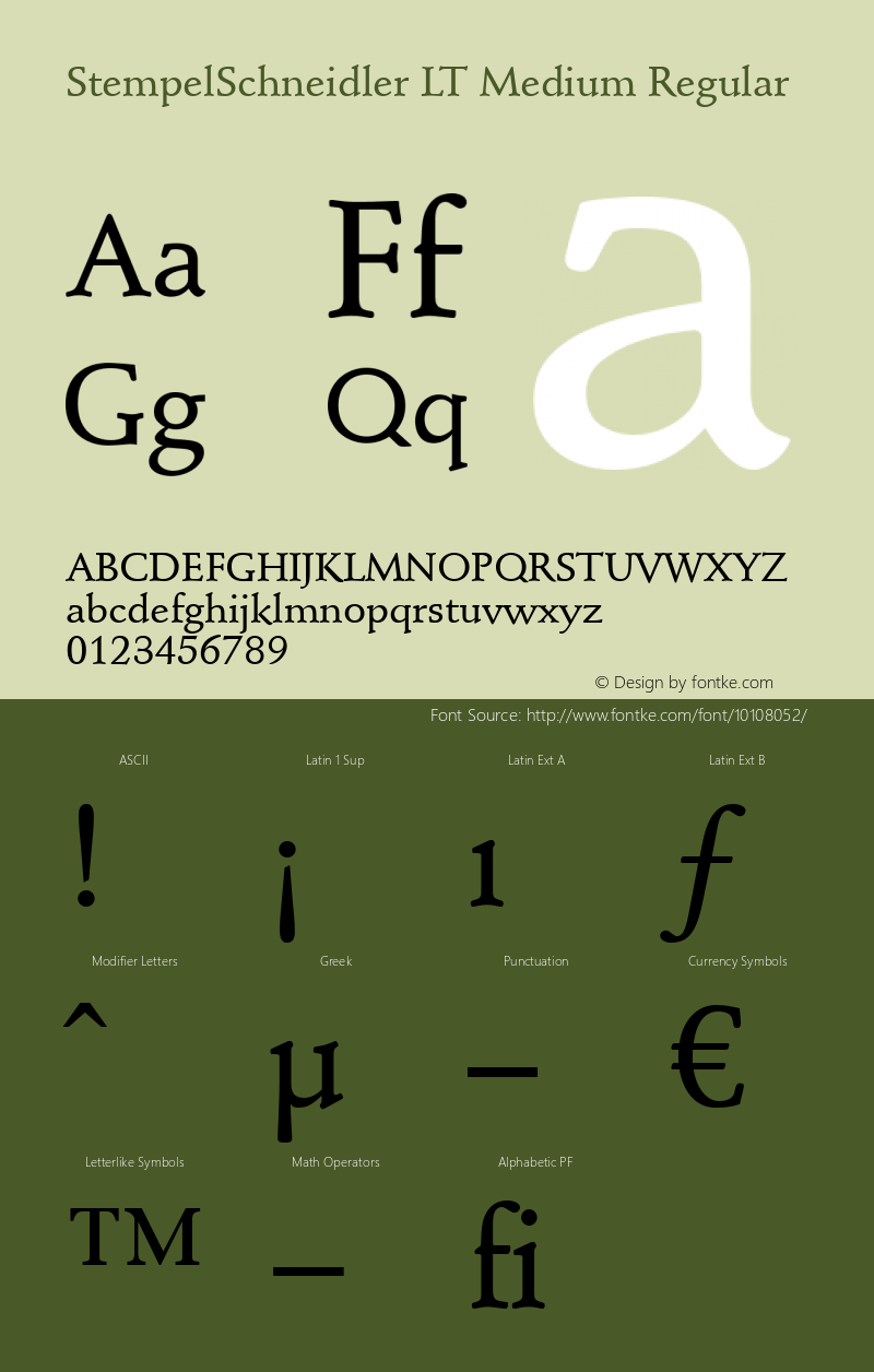 StempelSchneidler LT Medium Regular Version 6.1; 2002图片样张