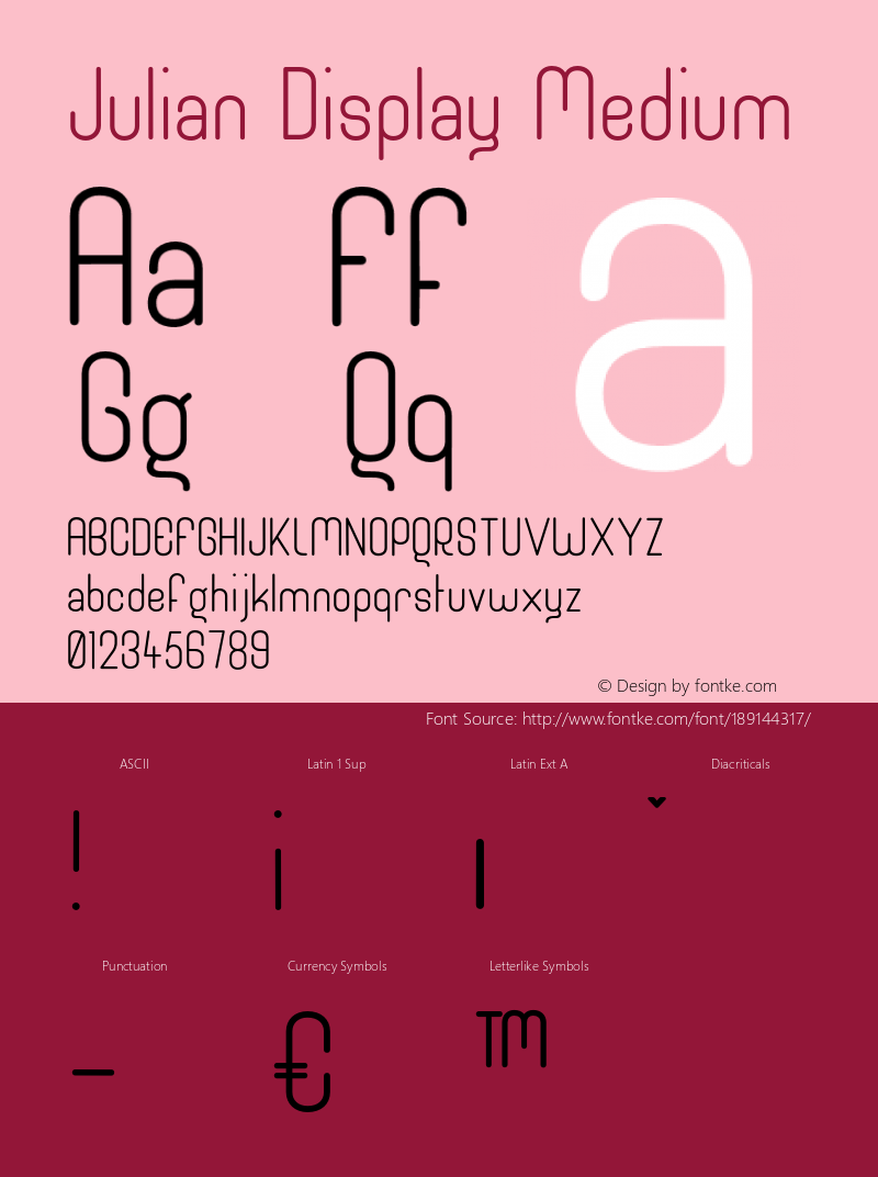 Julian Display Medium Version 1.000;hotconv 1.0.109;makeotfexe 2.5.65596图片样张