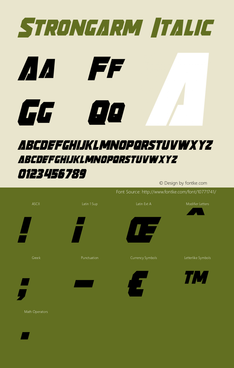 Strongarm Italic Version 1.00 October 7, 2014, initial release图片样张