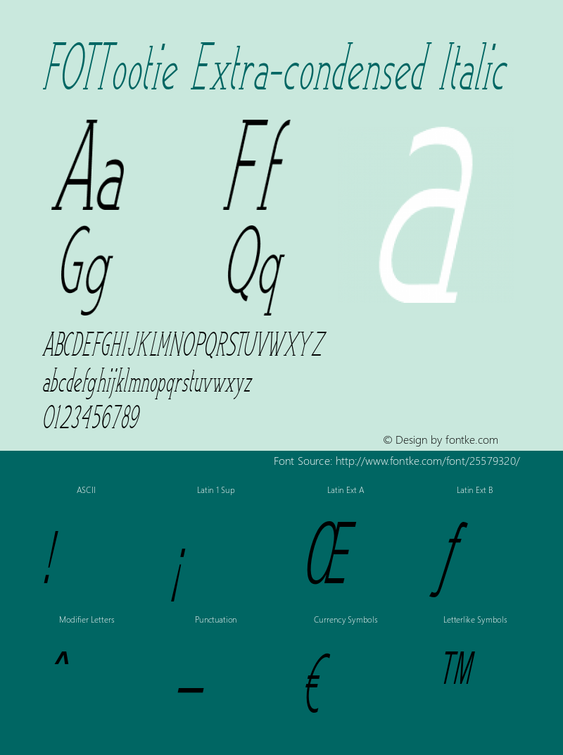 FOTTootie-ExtracondensedItalic Version 1.000图片样张