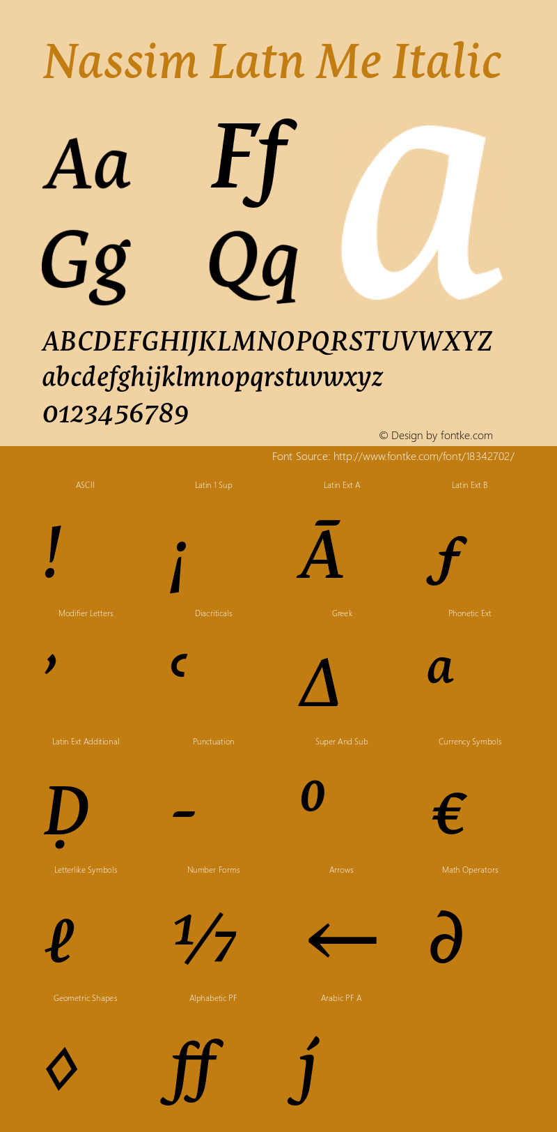 Nassim Latn Me Italic Version 2.001;PS 2.1;hotconv 1.0.88;makeotf.lib2.5.647800图片样张