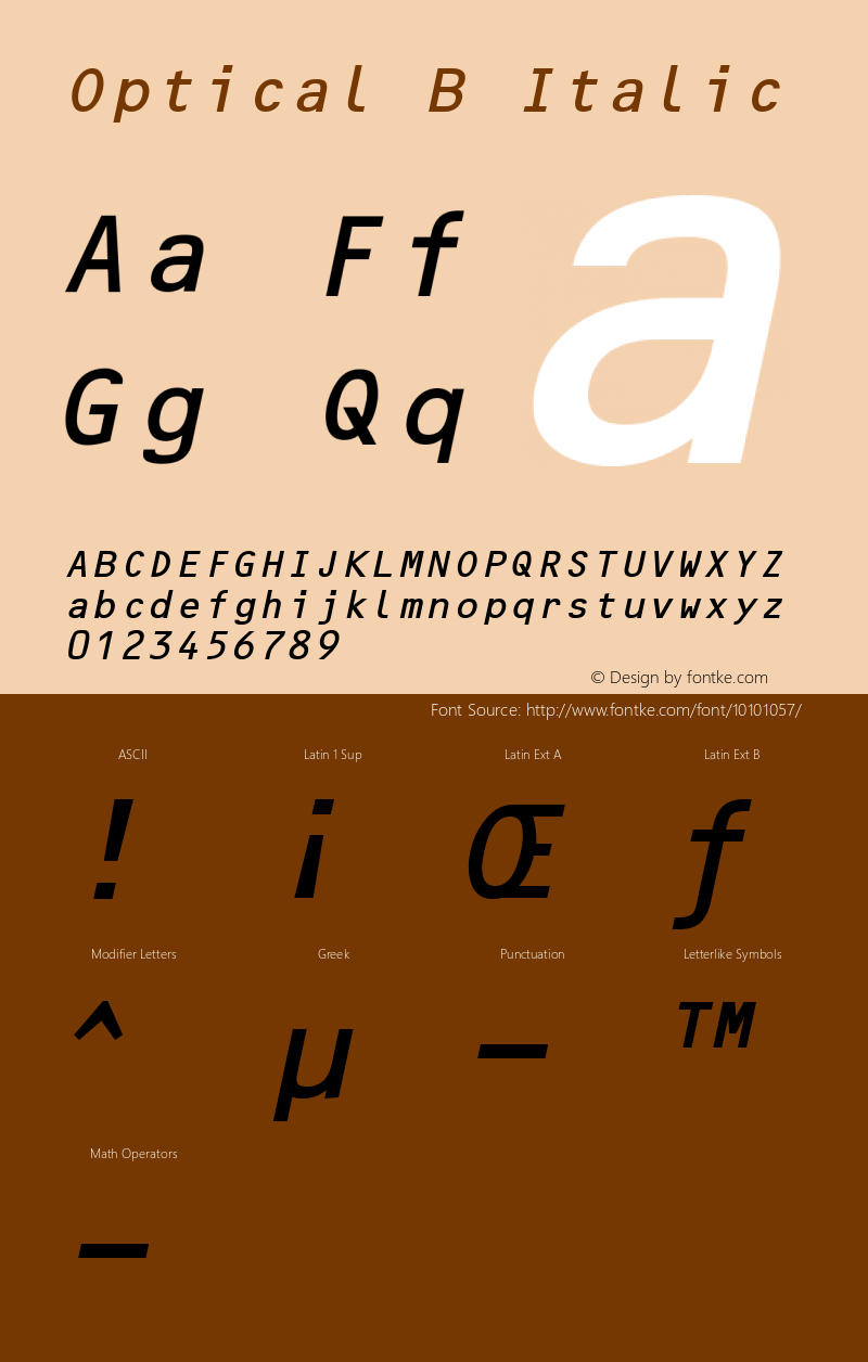 Optical B Italic Altsys Fontographer 4.1 1/9/95图片样张