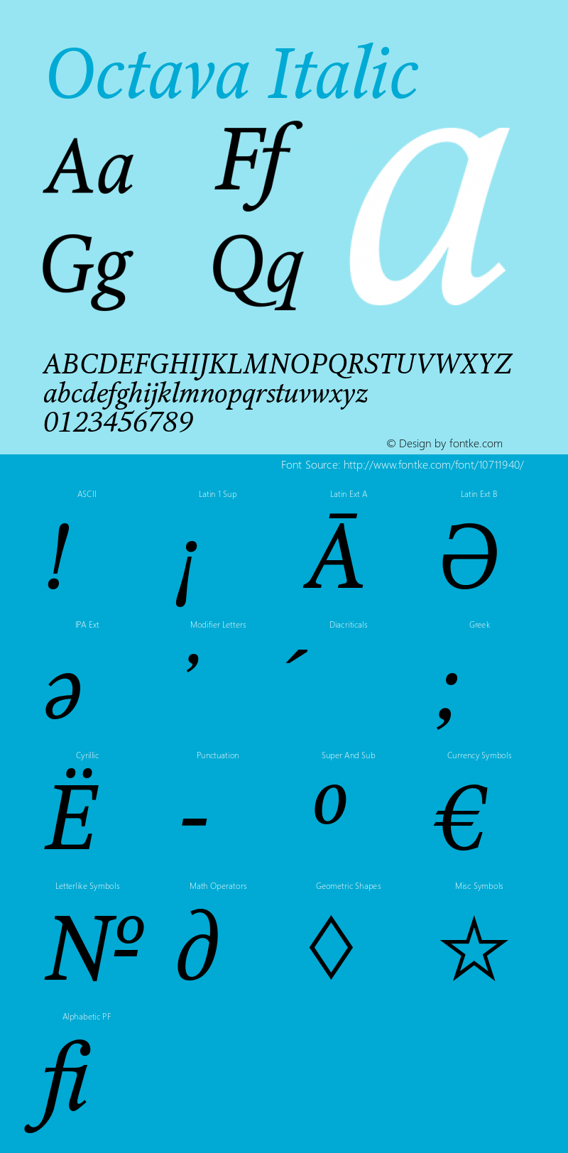 Octava Italic Version 1.000;PS 001.001;hotconv 1.0.38图片样张