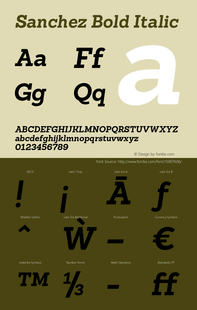 Sanchez Bold Italic Unknown图片样张