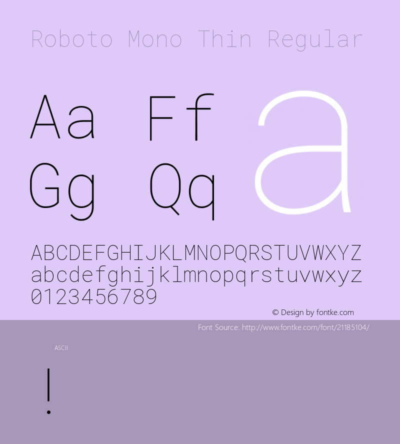 Roboto Mono Thin Regular 图片样张