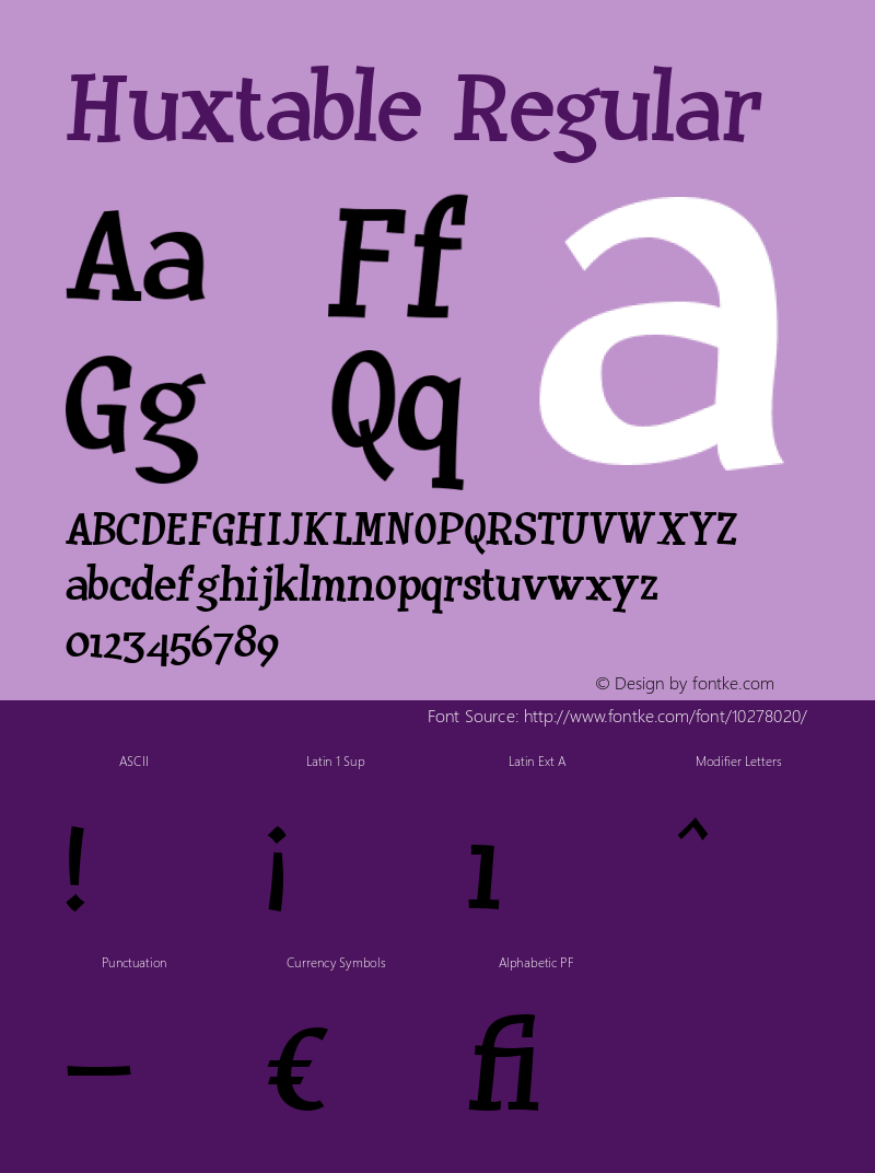 Huxtable Regular OTF 3.100;PS 001.001;Core 1.0.29图片样张