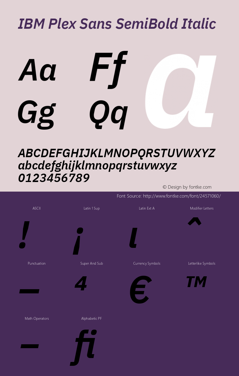 IBM Plex Sans SemiBold Italic Version 1.002图片样张
