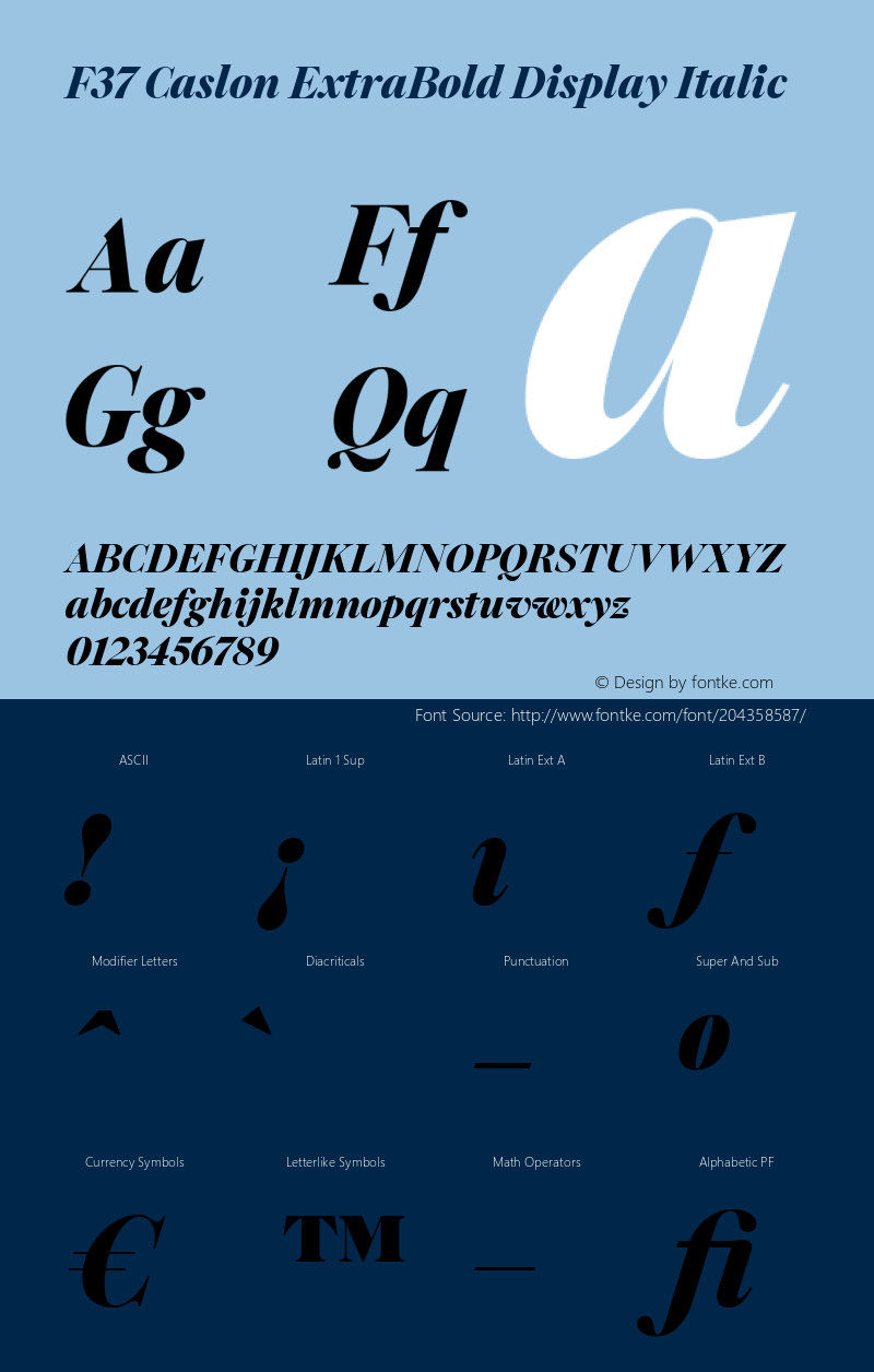 F37 Caslon ExtraBold Display Italic Version 1.000图片样张