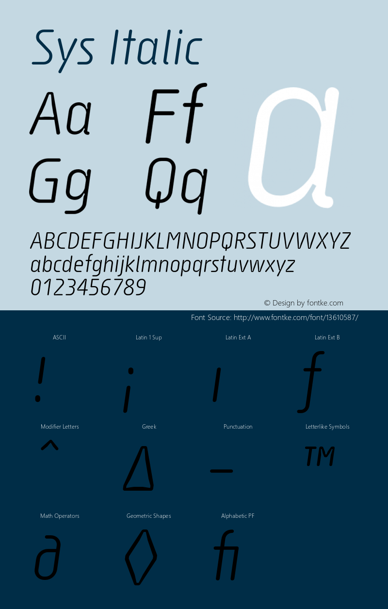 Sys Italic Version 1.0; 2002; initial release图片样张