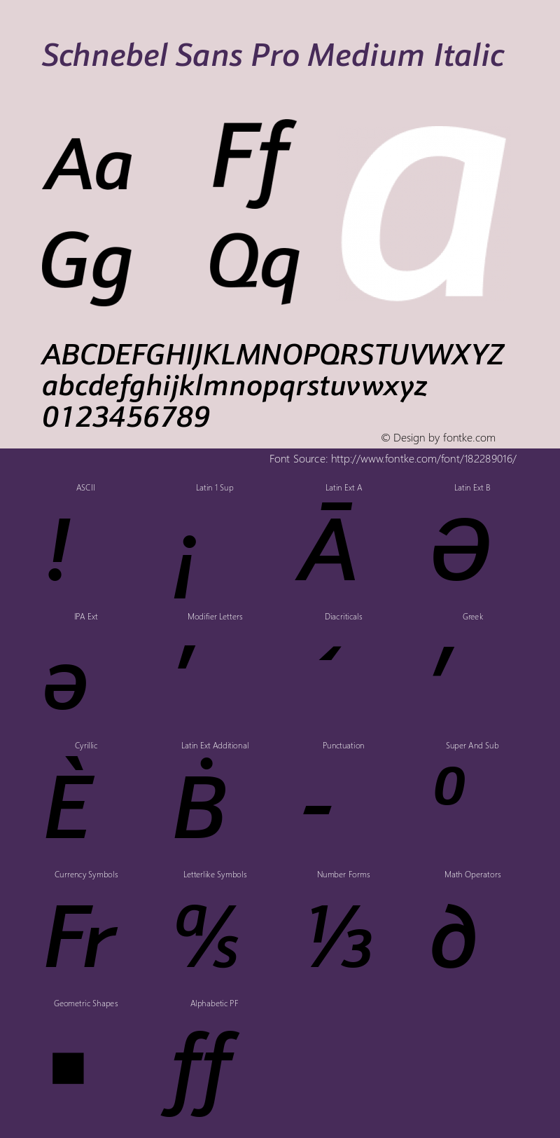 Schnebel Sans Pro Medium Italic Version 1.00图片样张