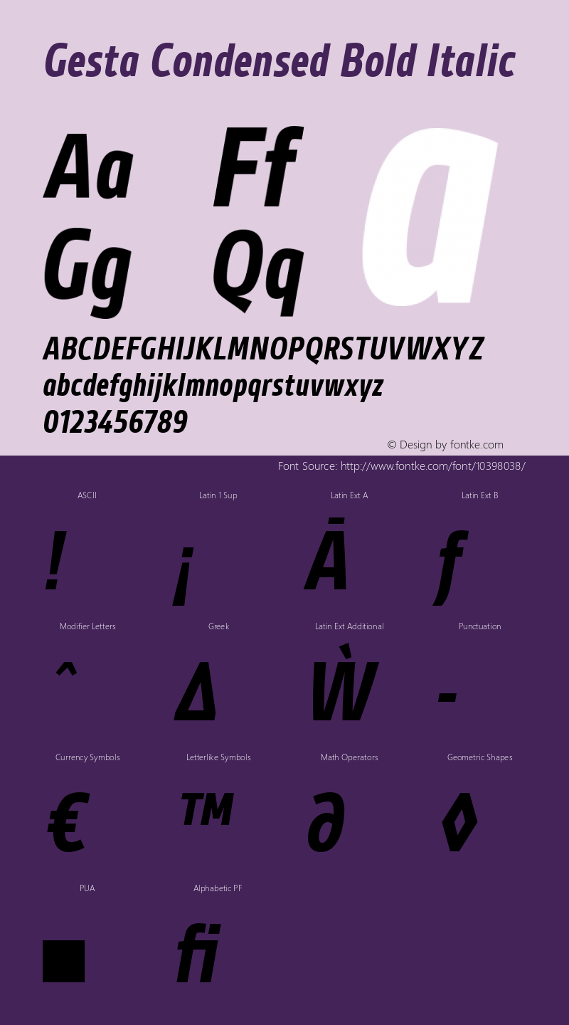 Gesta Condensed Bold Italic Version 1.000图片样张