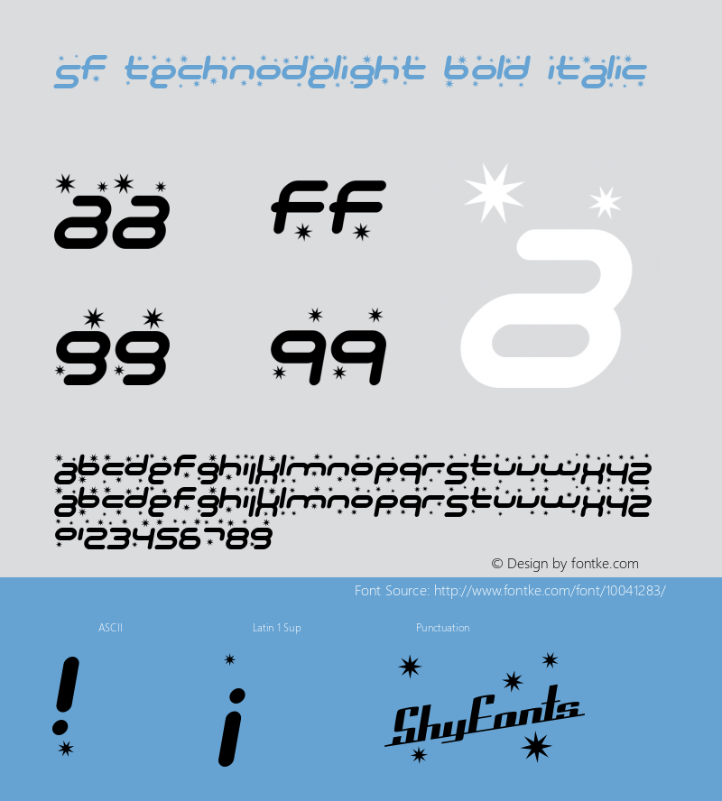 SF Technodelight Bold Italic 1.0图片样张