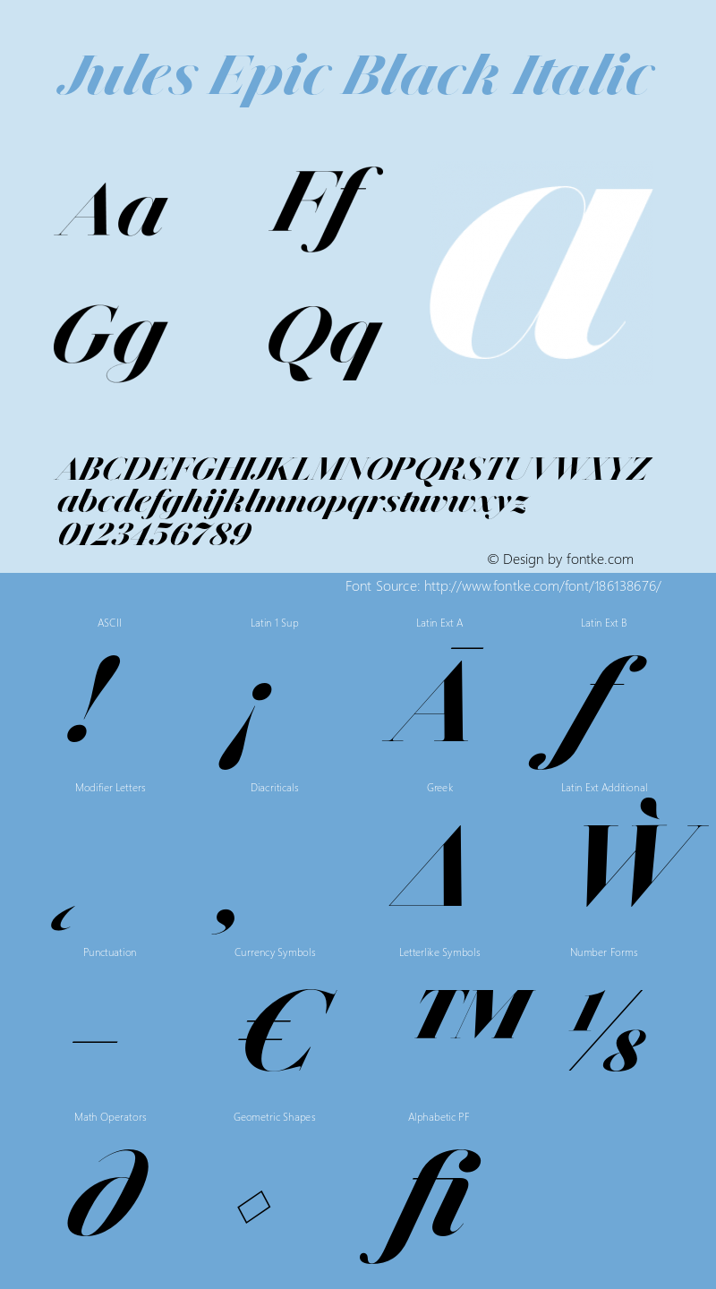 Jules Epic Black Italic Version 1.001;PS 001.001;hotconv 1.0.70;makeotf.lib2.5.58329图片样张