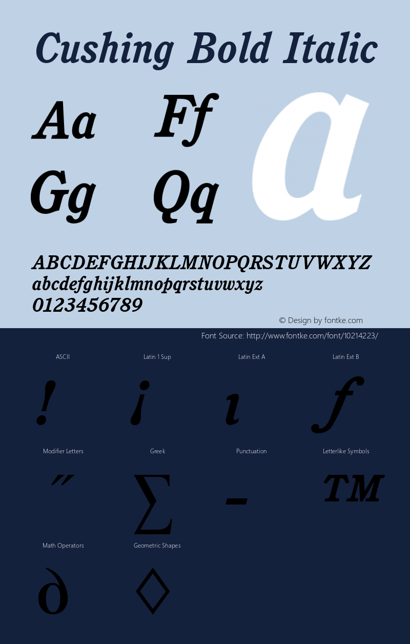 Cushing Bold Italic Altsys Fontographer 3.5  4/15/93图片样张