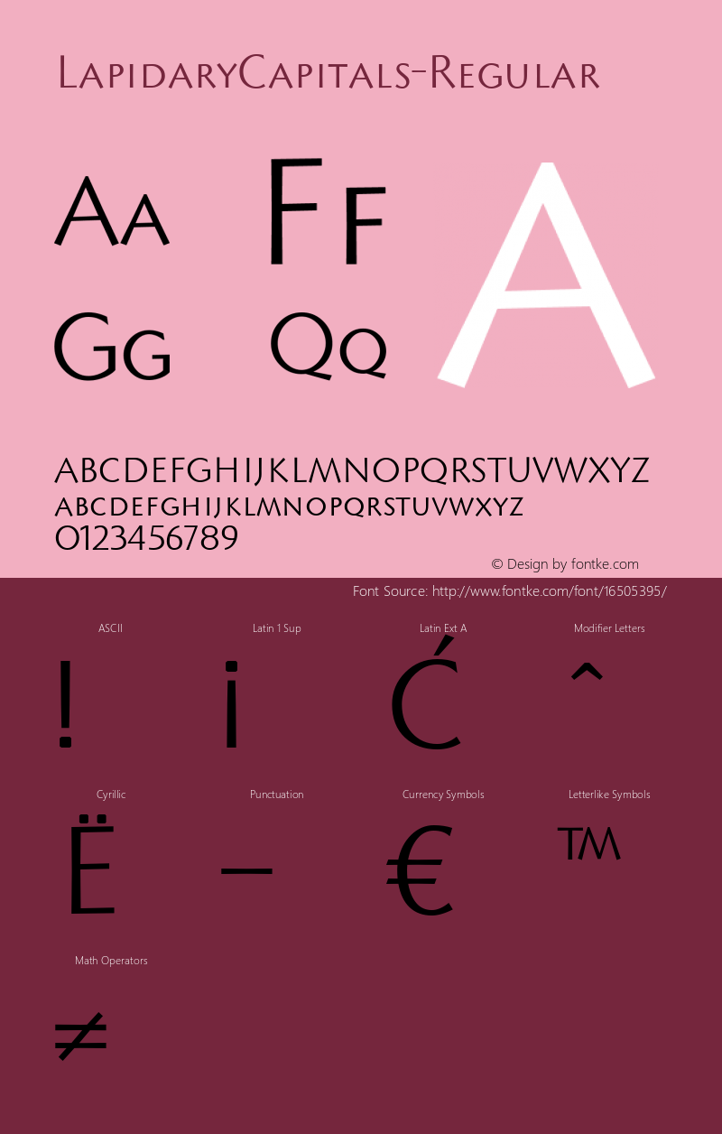 LapidaryCapitals-Regular ☞ Version 001.000;com.myfonts.kostic.lapidary-capitals.regular.wfkit2.h4gr图片样张