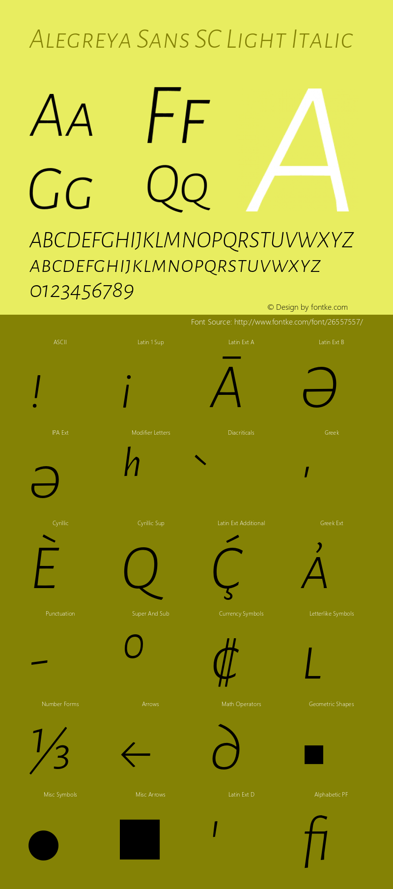 Alegreya Sans SC Light Italic Version 2.001;PS 002.001;hotconv 1.0.88;makeotf.lib2.5.64775图片样张