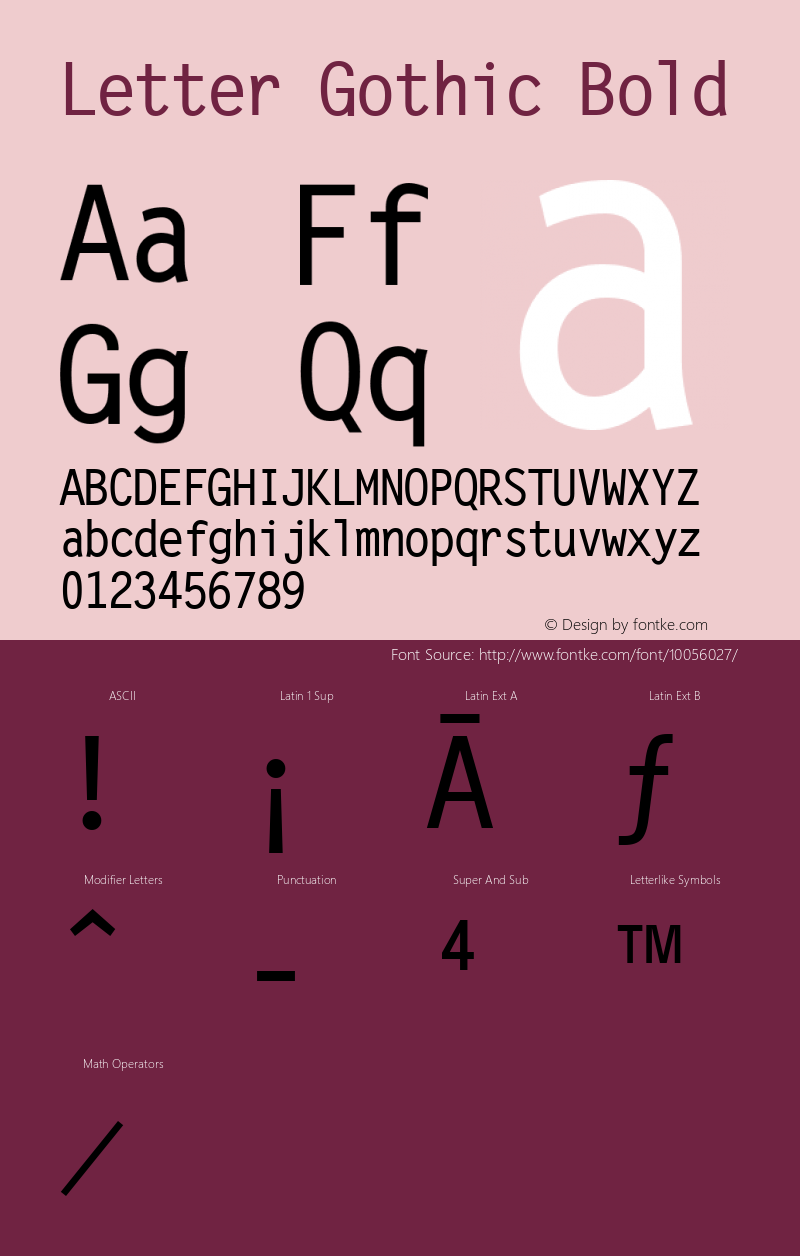 Letter Gothic Bold Version 1.3 (Hewlett-Packard)图片样张