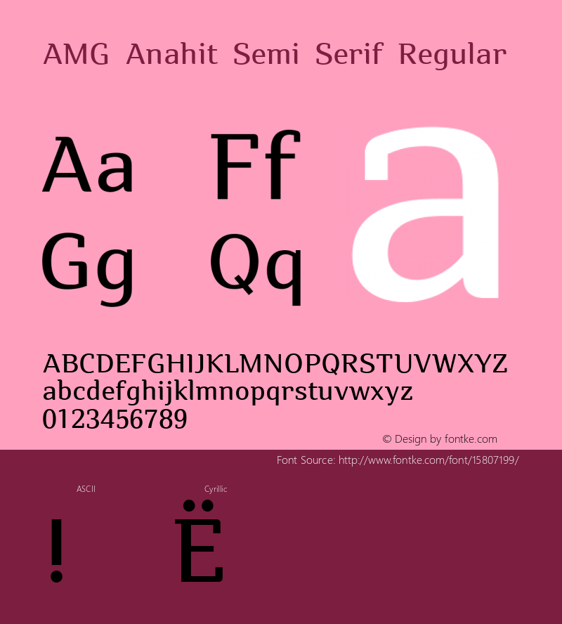 AMG Anahit Semi Serif Regular Version 001.000; ttfautohint (v1.4.1)图片样张