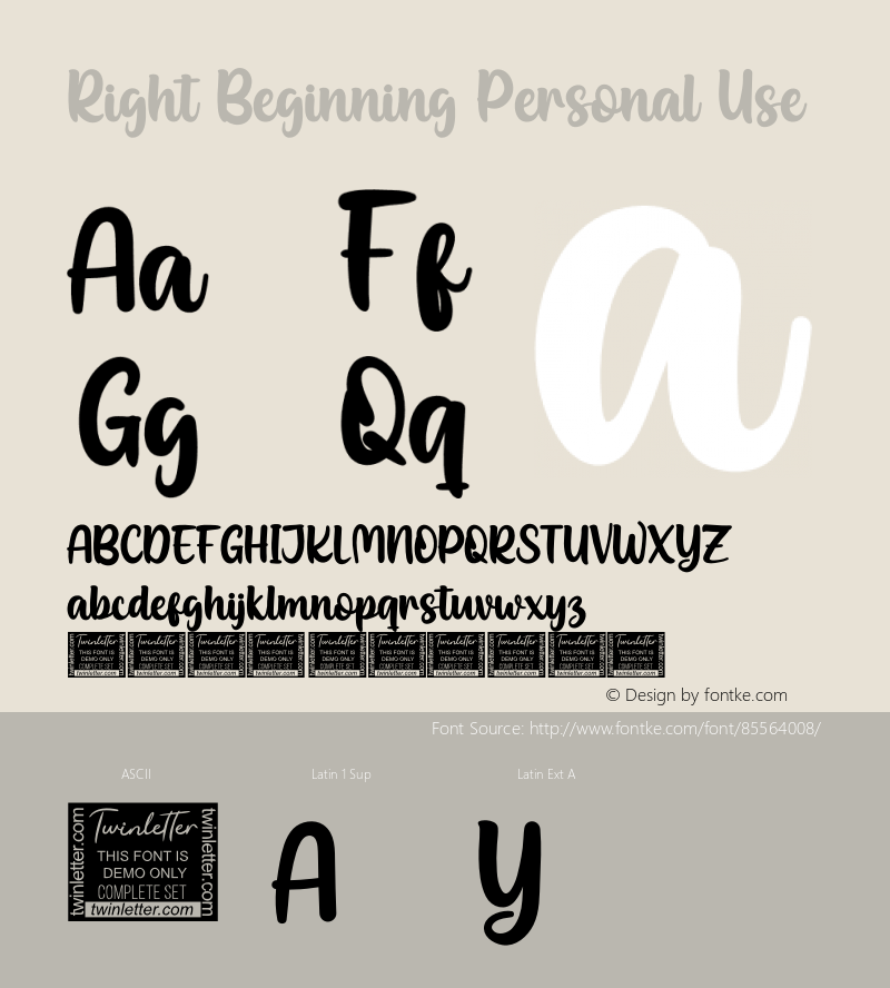 Right Beginning Personal Use Version 1.001;Fontself Maker 3.5.2图片样张