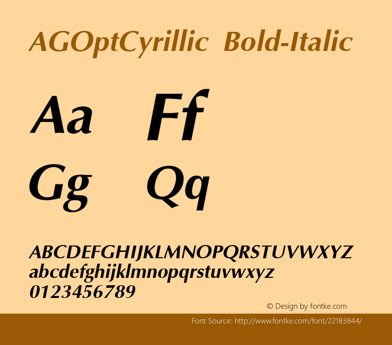 AGOptCyrillic Bold-Italic 1.000图片样张