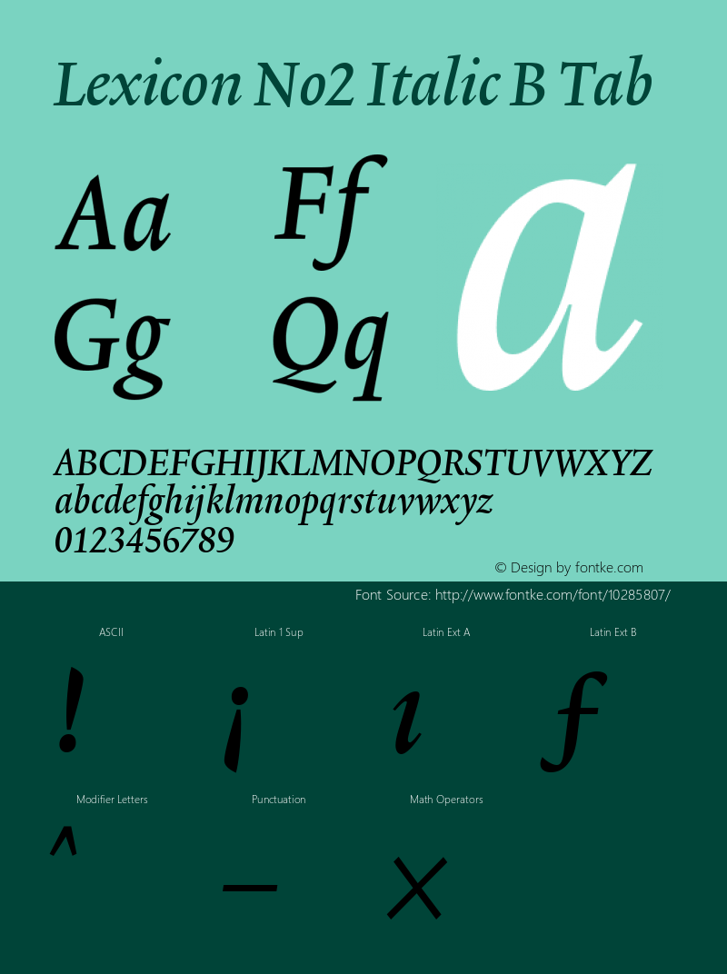 Lexicon No2 Italic B Tab 001.000图片样张