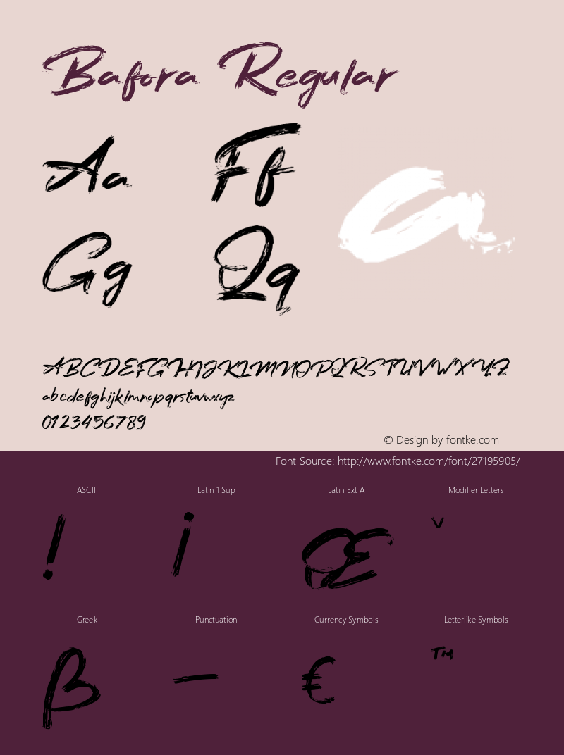 Bafora Version 1.00;August 22, 2018;FontCreator 11.5.0.2427 64-bit图片样张