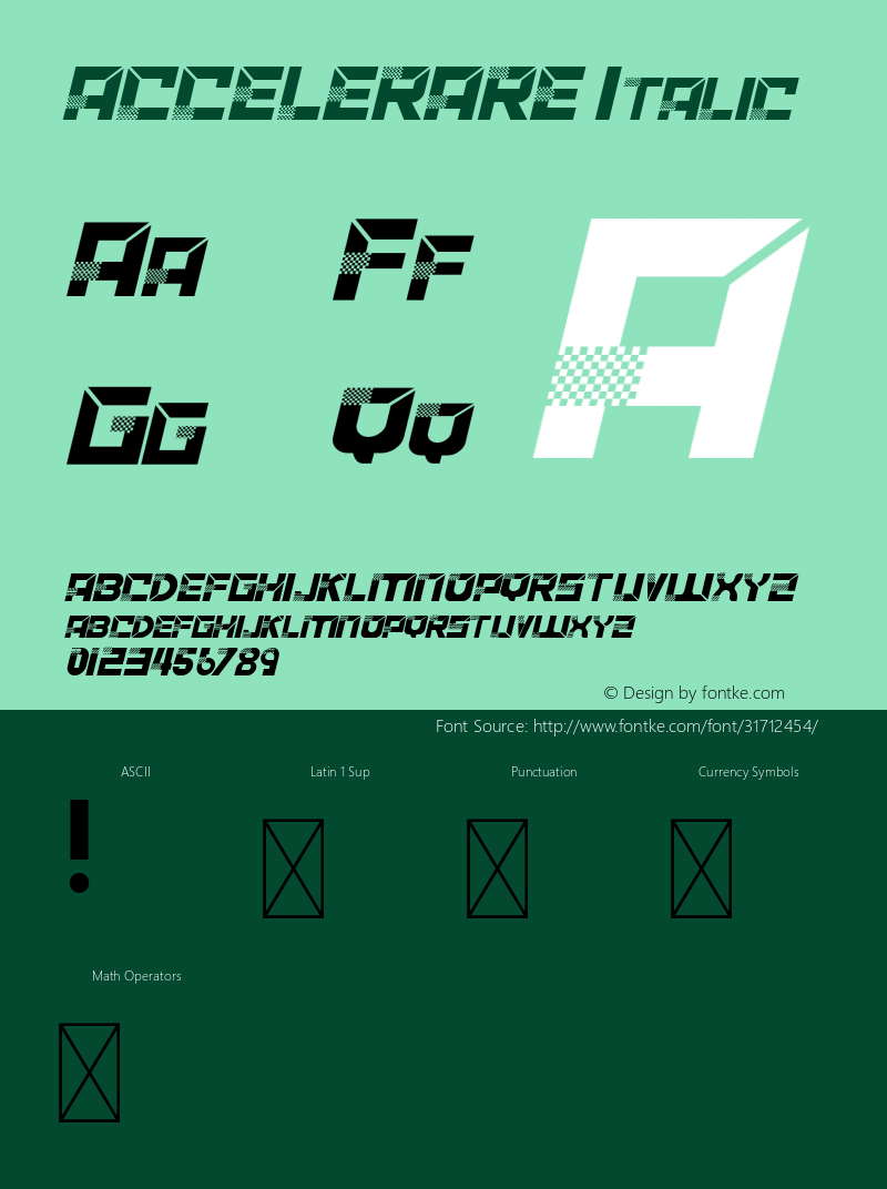 ACCELERARE Italic Version 1.002;Fontself Maker 3.1.2图片样张
