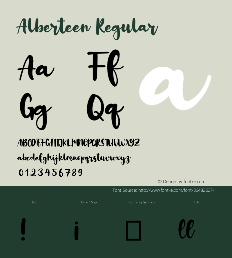 Alberteen Version 1.00;October 8, 2020;FontCreator 12.0.0.2563 64-bit图片样张