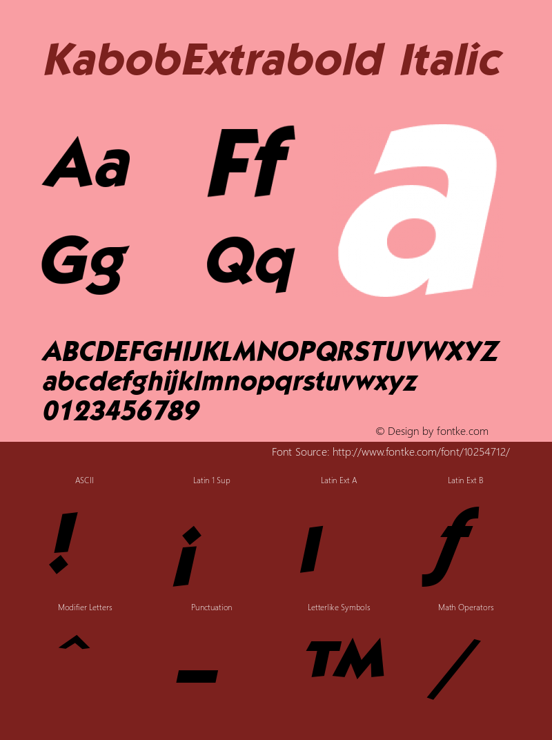 KabobExtrabold Italic Accurate Research Professional Fonts, Copyright (c)1995图片样张