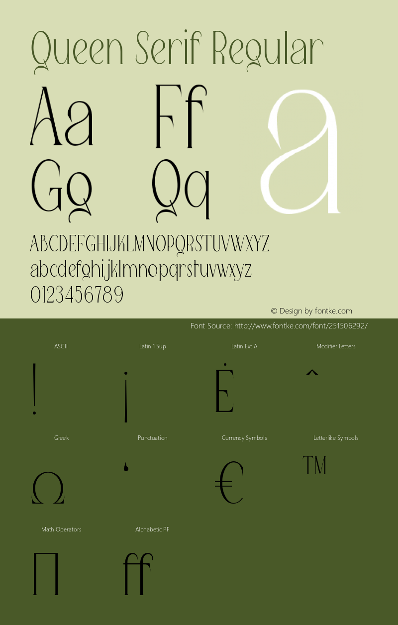 Queen Serif Version 1.001;Fontself Maker 3.5.7图片样张