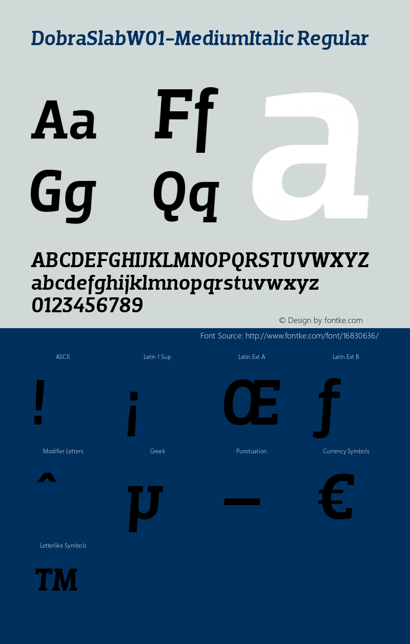 DobraSlabW01-MediumItalic Regular Version 1.00图片样张