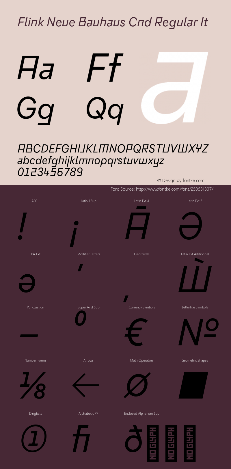Flink Neue Bauhaus Cnd Regular It Version 2.100;Glyphs 3.1.2 (3150)图片样张