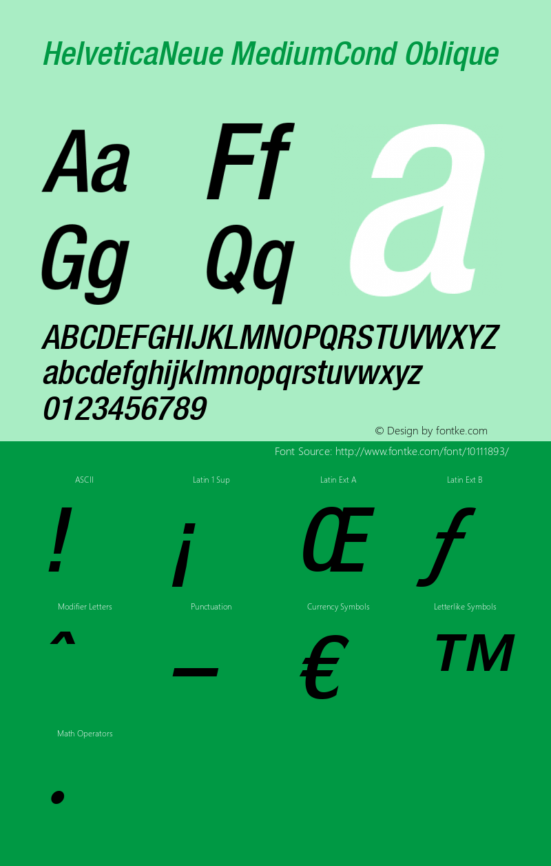 HelveticaNeue MediumCond Oblique V.2.0图片样张