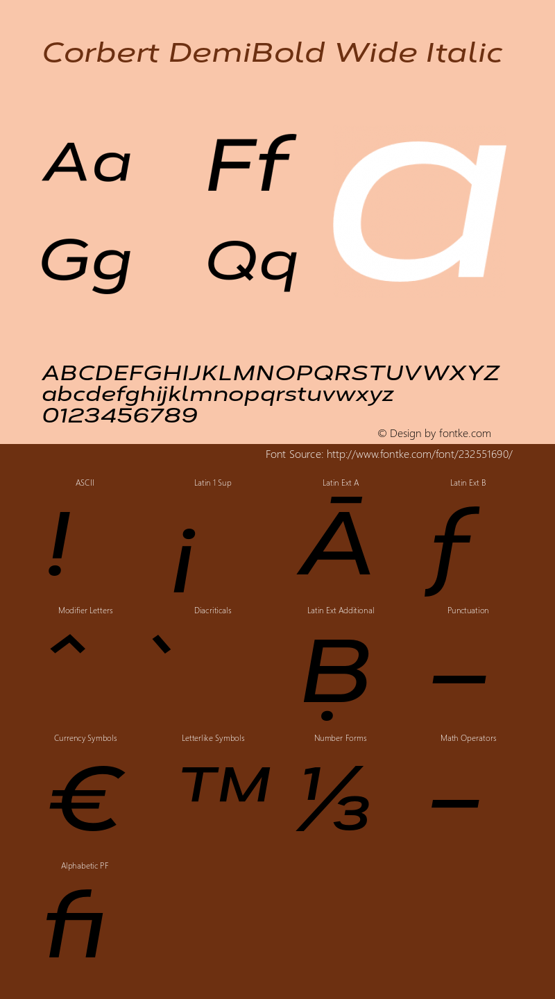 Corbert DemiBold Wide Italic Version 002.001 March 2020图片样张