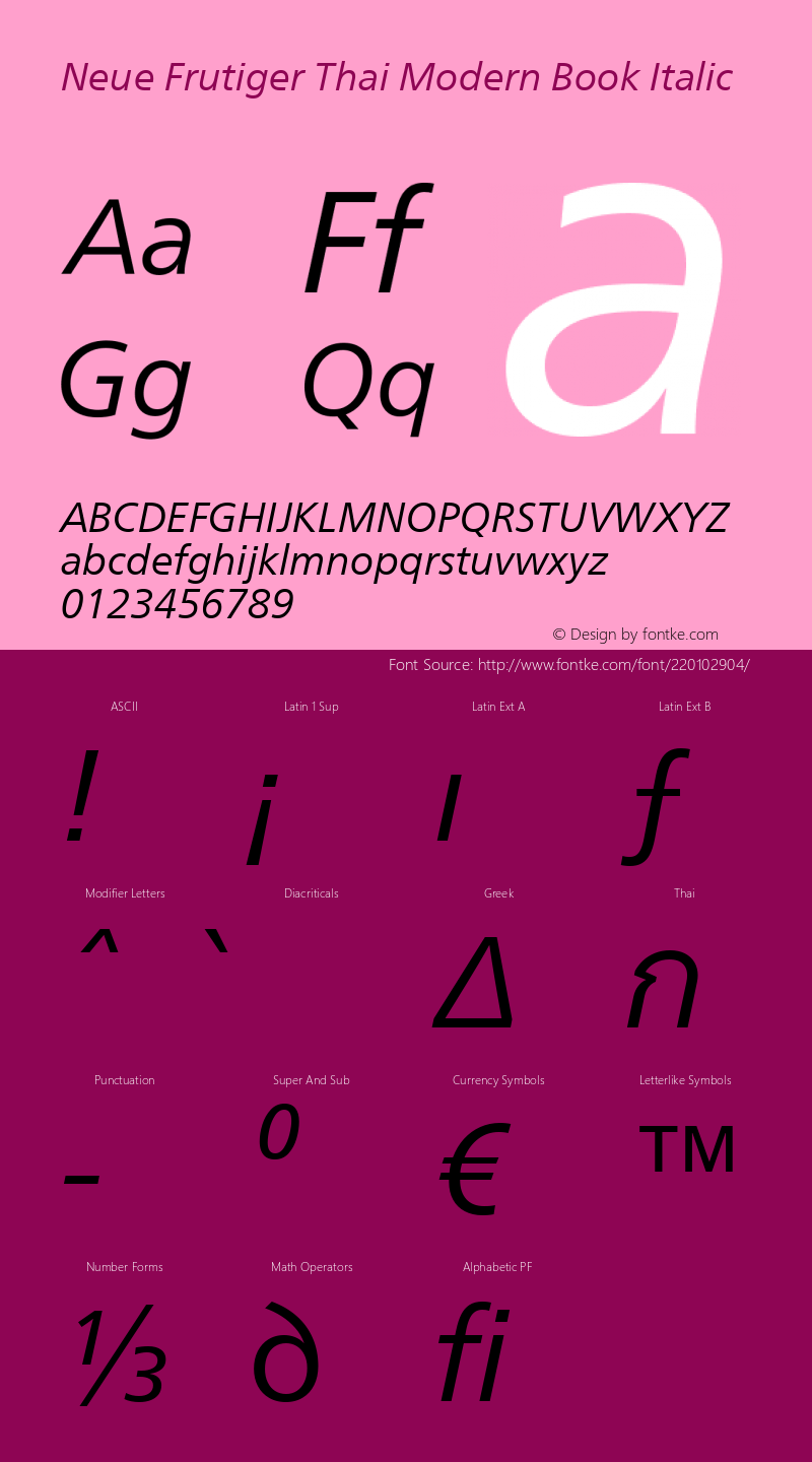 Neue Frutiger Thai Modern Bk It Version 1.00, build 29, s3图片样张