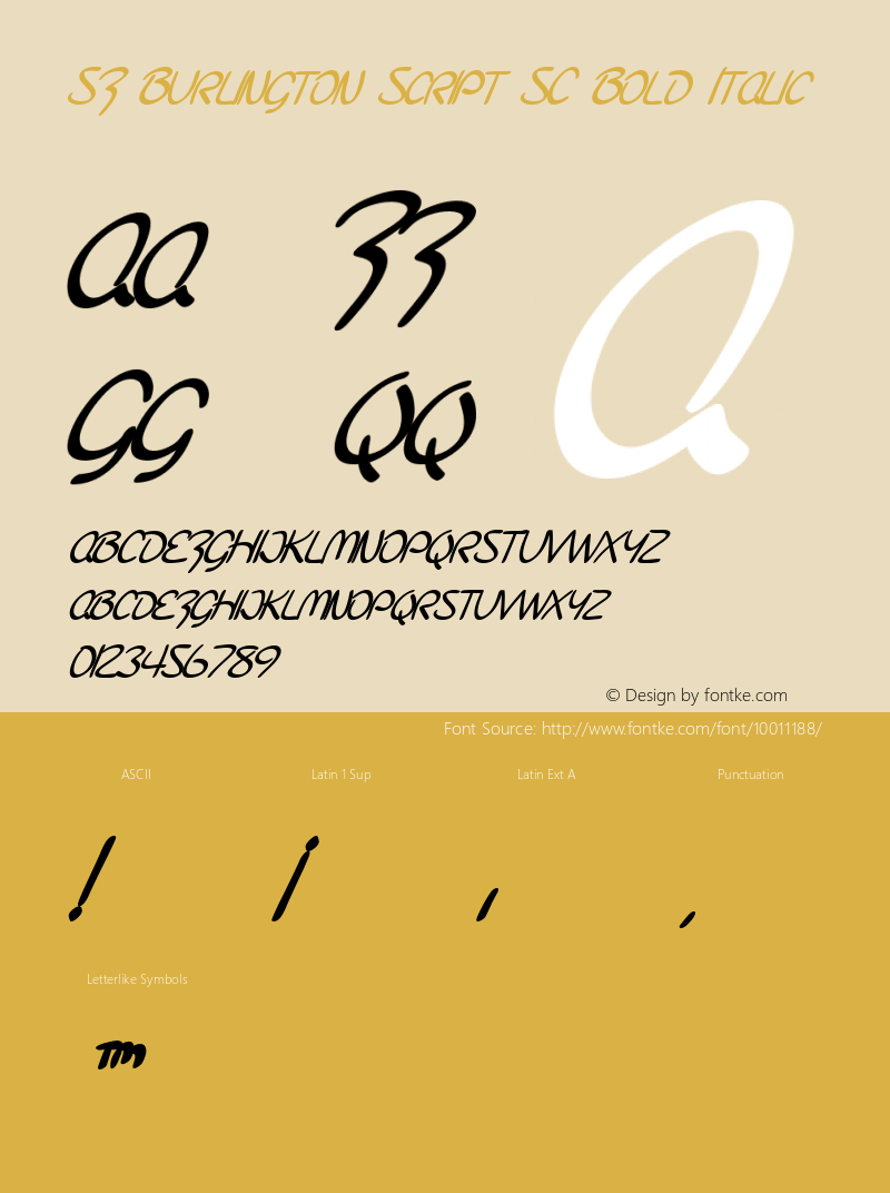 SF Burlington Script SC Bold Italic ver 1.0; 2000. Freeware for non-commercial use.图片样张