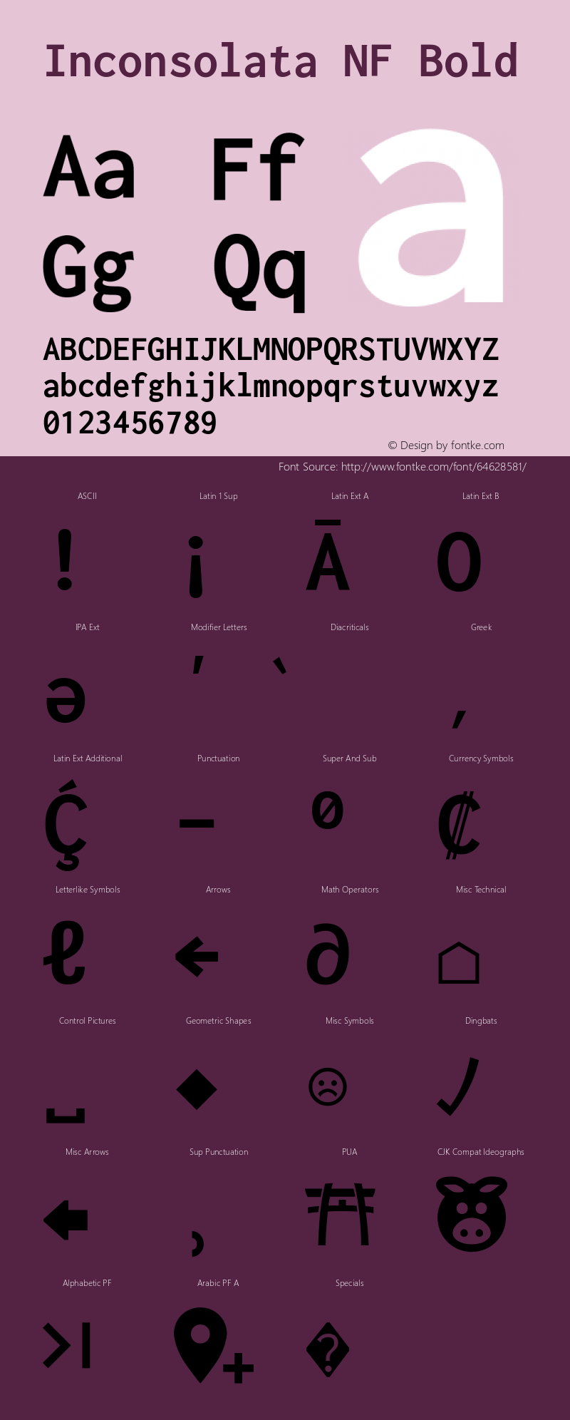 Inconsolata Bold Nerd Font Complete Windows Compatible Version 2.001图片样张