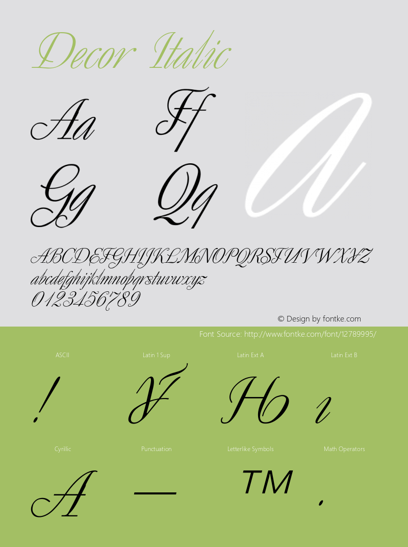 Decor Italic Converted from H:\FONTS\DECOR.TF1 by ALLTYPE图片样张