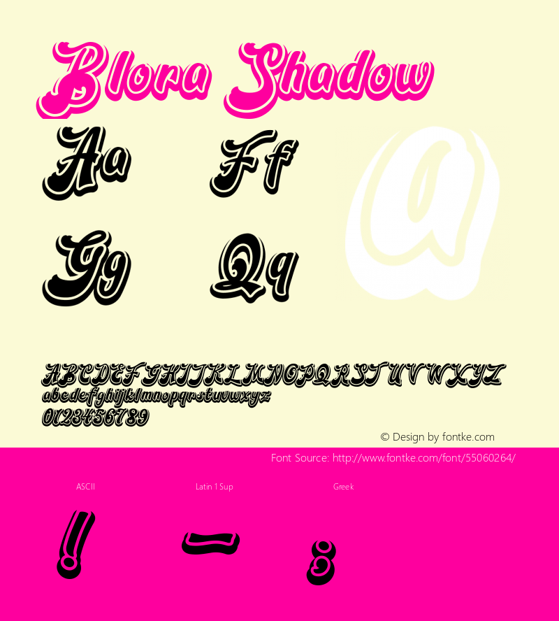 Blora Shadow Version 1.00;January 9, 2020;FontCreator 11.5.0.2430 64-bit图片样张