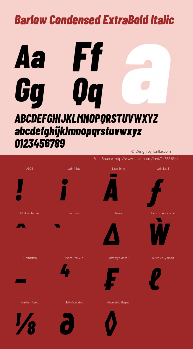 Barlow Condensed ExtraBold Italic Version 1.103;PS 001.103;hotconv 1.0.88;makeotf.lib2.5.64775图片样张