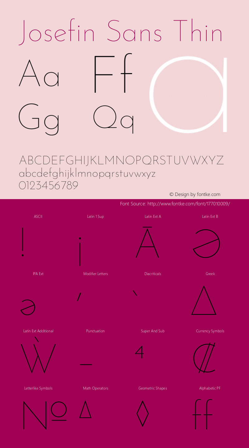 Josefin Sans Thin Version 2.001图片样张