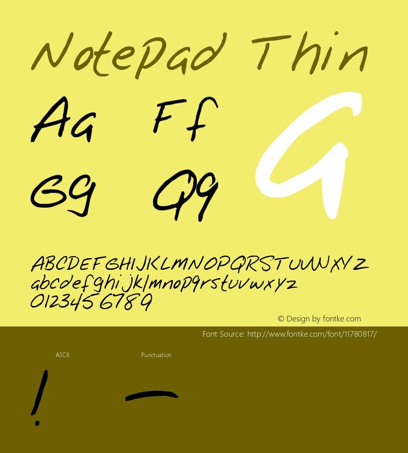 Notepad Thin Version Altsys Fontographer图片样张